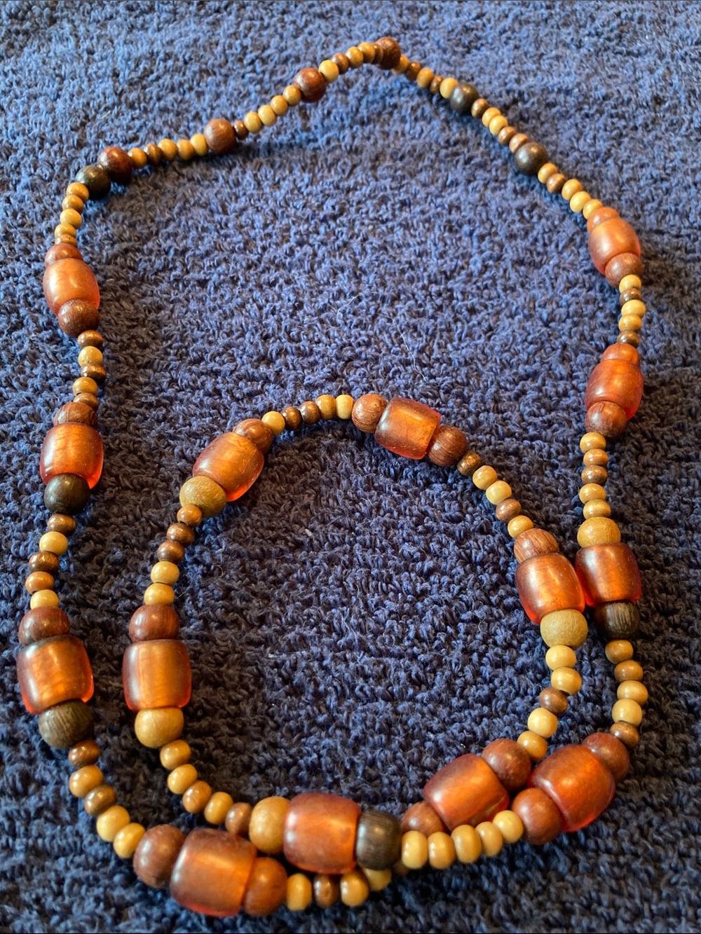 Handcrafted  Boho Amber-Tone Wooden Bead Necklace